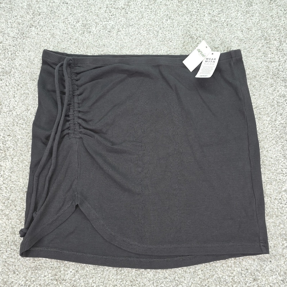New Aerie Ruched Ribbed Mini Skirt Trendy Cover Up